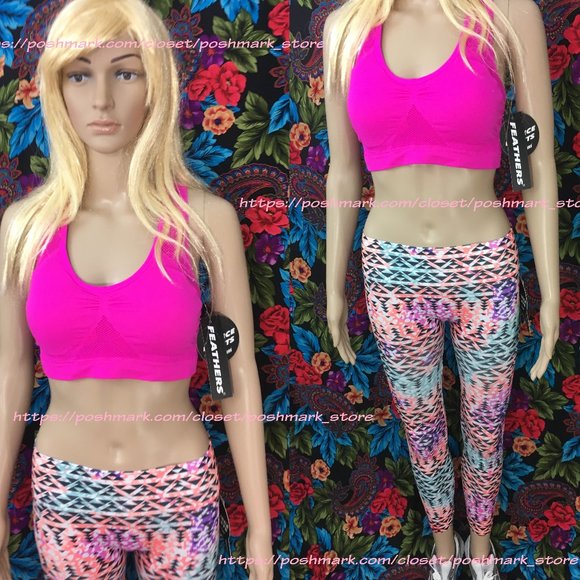 NEW 2-PIECE ATHLETIC MULTI COLOR JOGGERS & PINK TOP - Picture 8 of 9